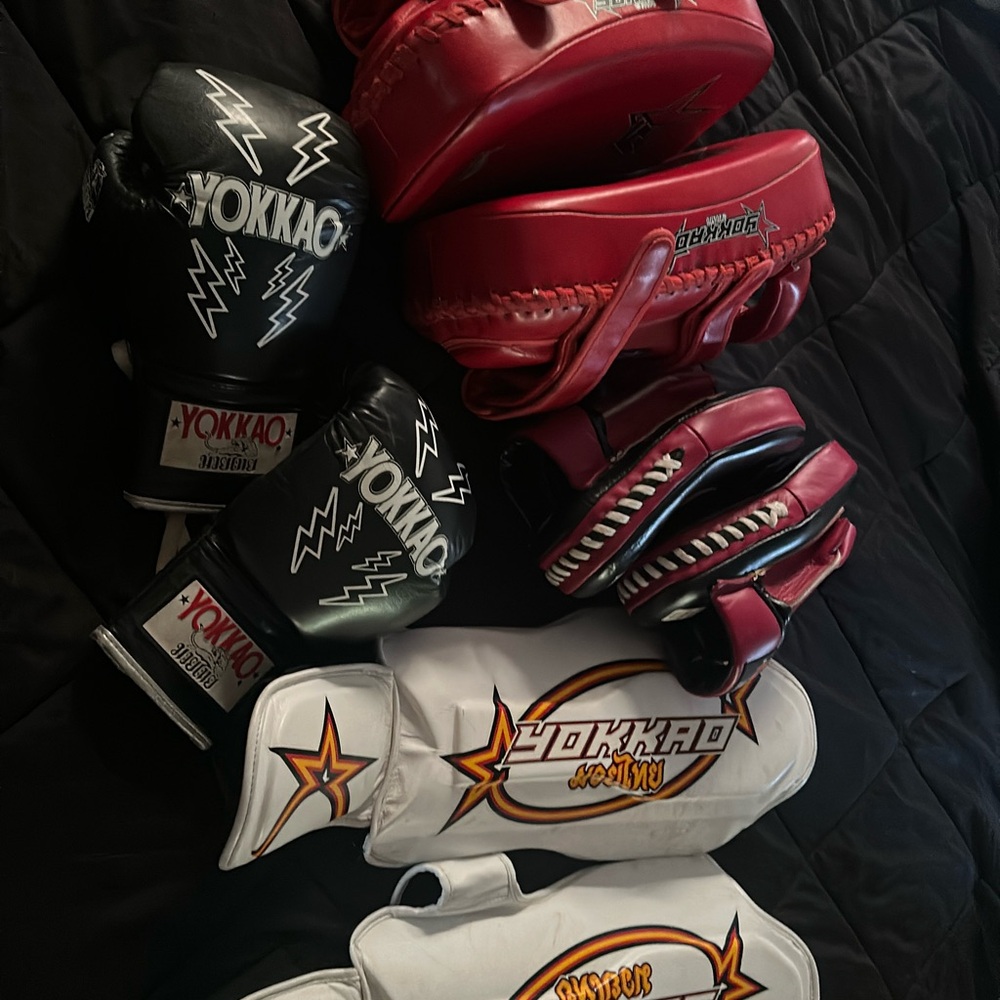 Boxing Gloves Set - Black, Red, White